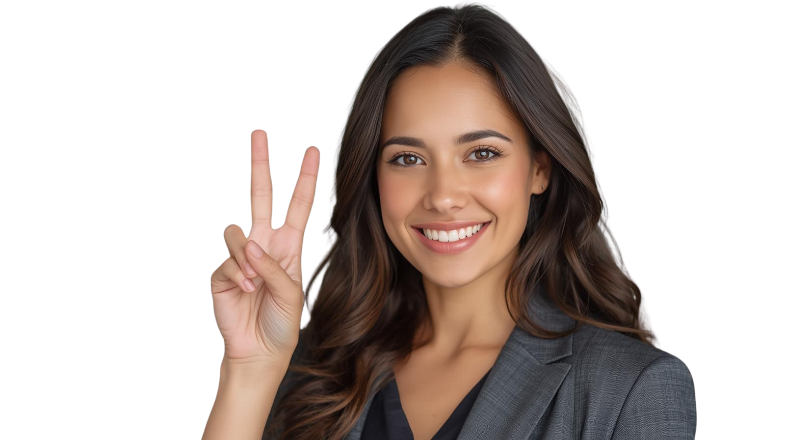 Coach portrait with V gesture